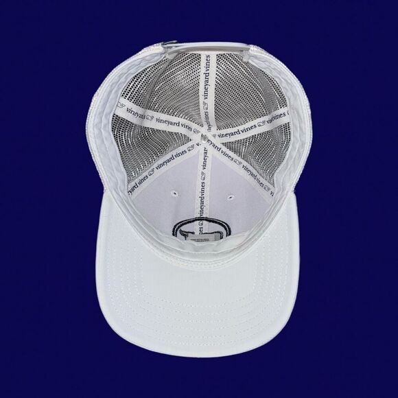 Vineyard Vines White Navy Whale Classic Logo SnapBack Trucker Hat - Picture 6 of 7